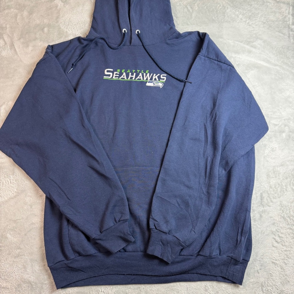 Y2K NFL TEAM APPAREL Seattle Seahawks Mens L Navy Embroidered Pullover Hoodie